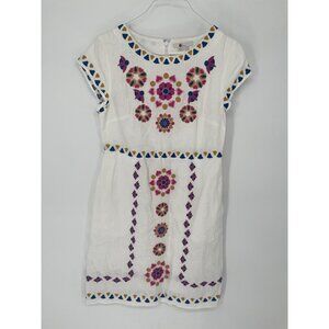 Women Boden" white sheath dress with muticolored desgin. Size 10 R.